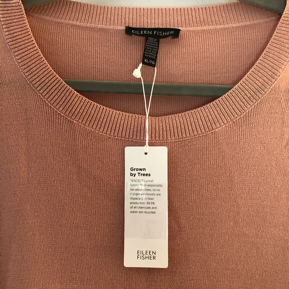 Eileen Fisher Sweater Blush Pink Rounded Neck High-Low Box Top Sz XL BNWT - Picture 3 of 10